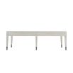 Whitewood coffee table with two drawers and ribbed metal knobs