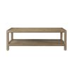Rectangular wooden coffee table with lower shelf
