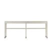 Thin silhouette console table with white sea salt finish and two drawers