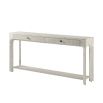 Elegant white wood console table with two frieze drawers
