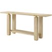 Light wood console table with gold joinery accents