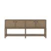 Wooden storage console with two spacious cupboards and lower shelf