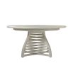 Round extendable dining table with slatted leg base