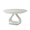 White round table with curvaceous plinth base