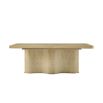 Extendable wooden table with brass trim and scalloped base