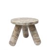 Brown marble side table with three legs