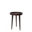 Round wooden side table with three legs 