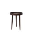 Round wooden side table with three legs 