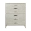 Tall six drawer whitewashed wooden chest