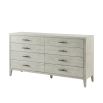 White finish chest of drawers with 8 drawers and hammered metal handles