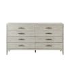 White finish chest of drawers with 8 drawers and hammered metal handles