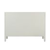 Three drawer whitewood bedside table with brown metal handles