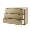 Light brown chest of drawers with concrete style top and three drawers