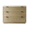 Light brown chest of drawers with concrete style top and three drawers