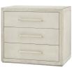 Three drawer bedside table in light wood