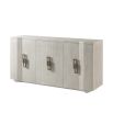 Wire-brushed pine wood sideboard with interlocking chain link hardware