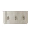 Wire-brushed pine wood sideboard with interlocking chain link hardware