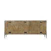 Wooden media cabinet with textured cast metal base