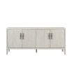 Elegant white washed sideboard with four doors and hammered bronze handles