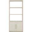 Pale white wood bookcase with lower cupboard and two shelves