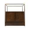 Dark brown ash veneer four poster bed with brass accents