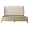 Upholstered platform bed with veneered headboard