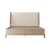 Stunning, Scandinavian inspired wooden bed with upholstered headboard