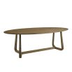 Solid oak, retro style, oval shape wooden dining table