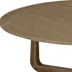 Round brown coffee table with three connected legs