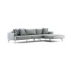 Modern luxury chaise longue style sofa with polished stainless steel accents 