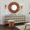 A dazzling rock glam sideboard with a chic, nickel finish