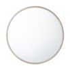 A simple yet stylish round wall mirror with a textured leather frame 