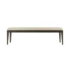 Sleek bench with upholstered linen seat with deep buttoning detail