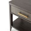 Modern bedside table with shagreen effect drawer and brass handle