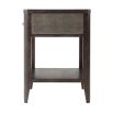 Modern bedside table with lower shelf and shagreen effect drawer