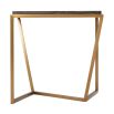 Sumptuous side table with geometric brass base