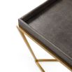 Captivating shagreen effect tray table top on an abstract brass base