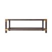 A stylish coffee table by Theodore Alexander with brushed brass corners