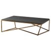 Contemporary coffee table with brass base and black top 