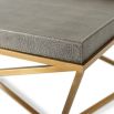 Elegant coffee table with shagreen effect tray top and geometric brass base
