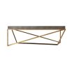 Elegant coffee table with shagreen effect tray top and geometric brass base