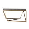 Elegant coffee table with shagreen effect tray top and geometric brass base