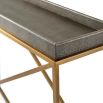 Luxurious shagreen tray top console table with crossed brass legs