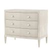 Cream coloured, shagreen effect bedside table with three drawers