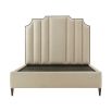 A luxury, Art Deco kingsize bed with a contemporary, modern design and dramatic headboard