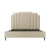 A modern, superking bed with an Art Deco design and dramatic headboard 