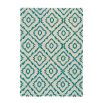 Woven folk design chenille yarn rug in a teal tone