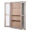 glass door washed wood display cabinet