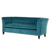 Luxury turquoise, buttoned and studded sofa