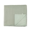 Green textured satin throw with soft velvet interior